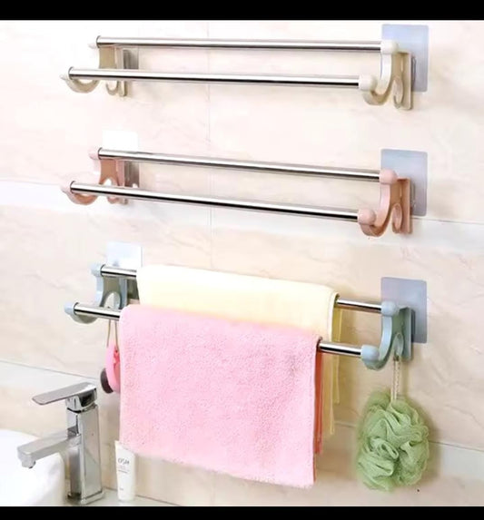 Double pole towel holder