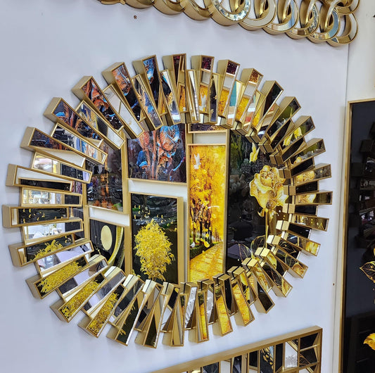 Modern Gold Oval Decorative Mirror