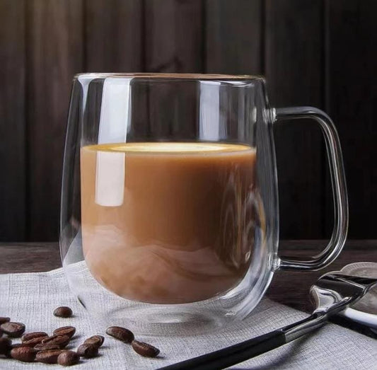 Double Walled Glass Coffee Mugs Insulated Espresso Coffee Cups with Handle for Cappuccino Latte Espresso Tea Or Any Beverage - Enjoy Your Coffee in Style!