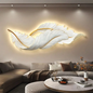 Light Luxury Luminous Feather Wall Decoration, 3D Distressed Metal Feather Wall Decor with a Remote Control Switch