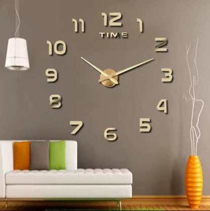 DIY 3D Mirror Surface Large Number Wall Clock