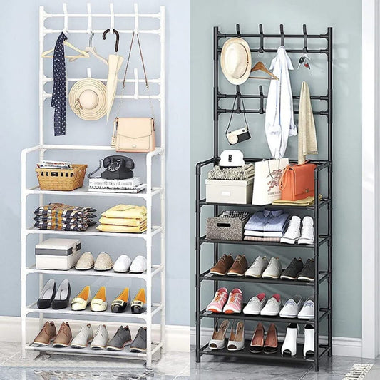 3 in 1 Entryway Coat Rack with Shoe Bench