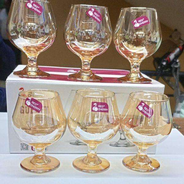 6pcs golden cognac glasses