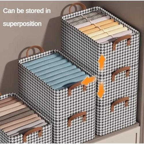 Durable Linen Closet Organizers and Foldable Storage Baskets, Rectangle Storage Boxes for Pants, Shirt, Sweaters, Bra Panty, Sock(length 50cm width 30cm height 20cm)