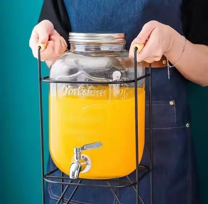 8L GLASS heavy duty Juice dispensers with metallic stand