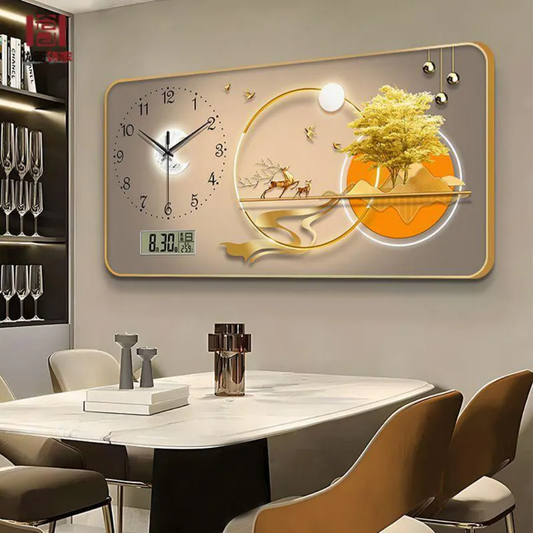 Silent moving digital clock with analog clock display