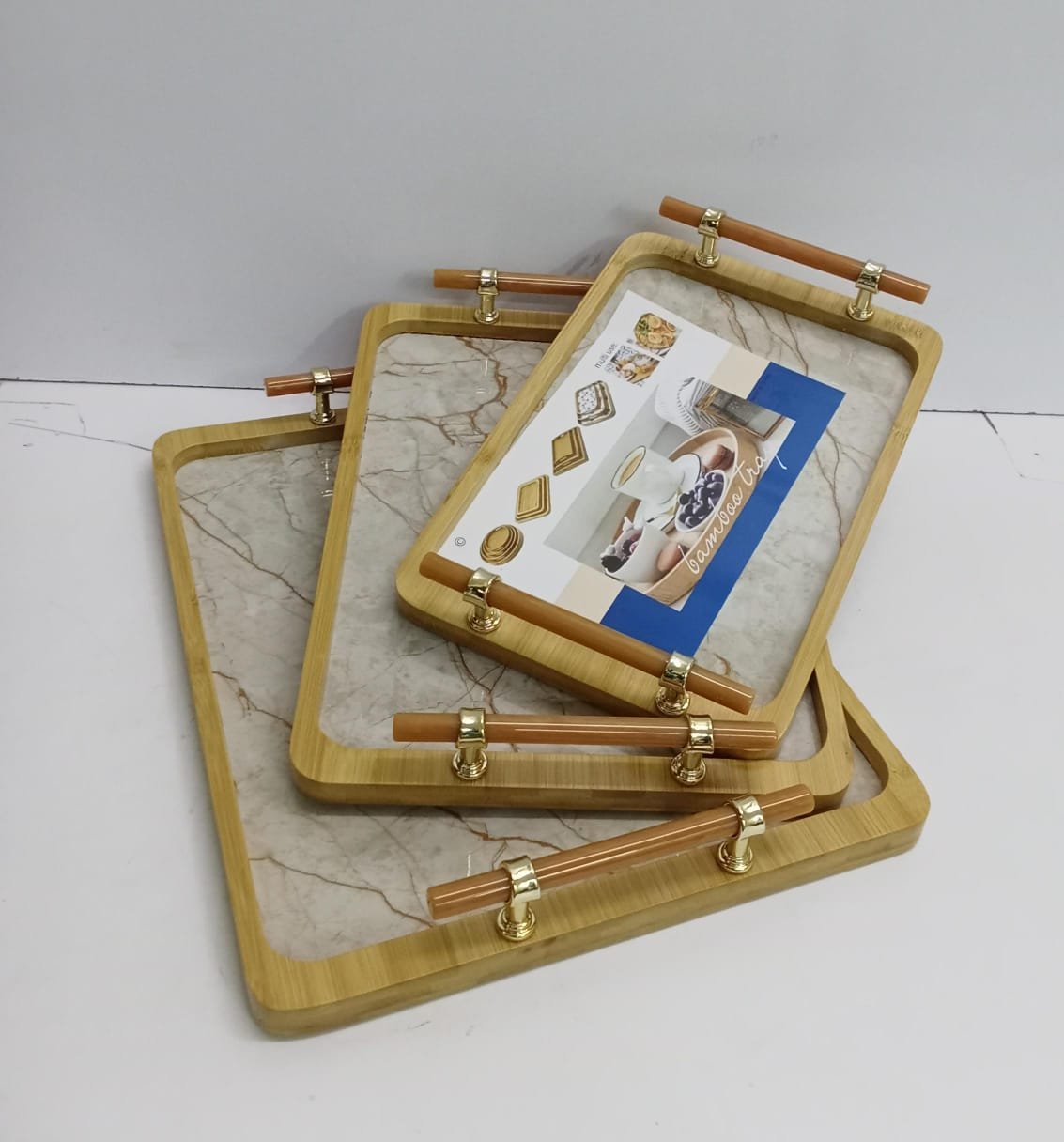 3 pcs Wooden bamboo trays