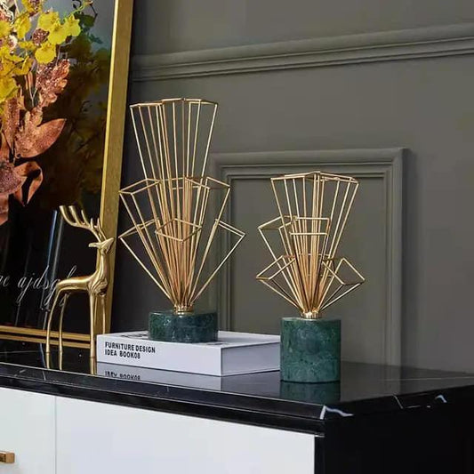 Gold Metal Diamond Shape With Marble Base Ornament