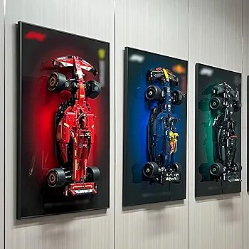 Lego cars with LED display frames, Car Wall Mount for Lego , Display Wallboard with LED Lights for Car, Adult Collectibles Wall Mounted for Building Blocks, Gifts for Lego Lovers (Excluding Cars)