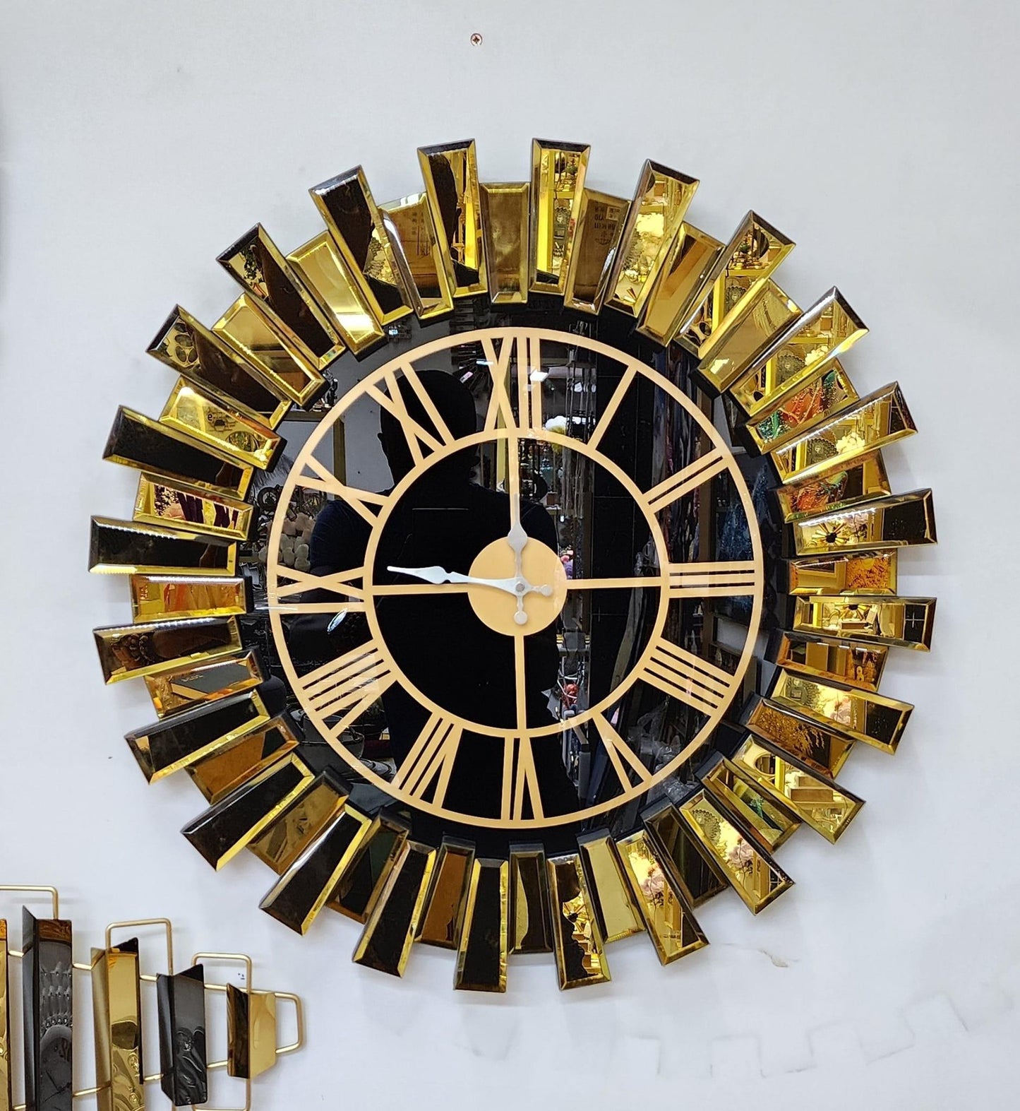 Sunburst Roman Mirrored Decorative Wall Clock
